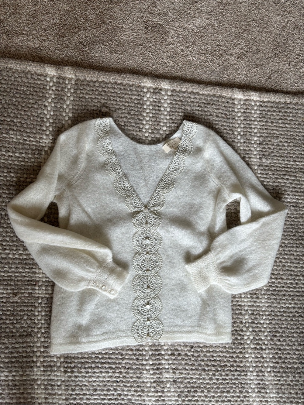 Sézane HENRIA Ecru Cardigan Sweater - Small - Picture 3 of 6